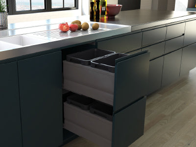 450mm Tanova Designer Series Soft Close Waste Bin System - 2 X 20L - Umbra Grey