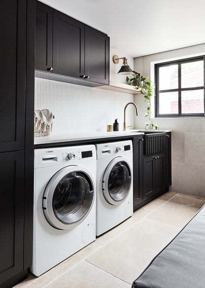 Novi 60 x 46 Fine Fireclay Matte Black Farmhouse Butler Sink