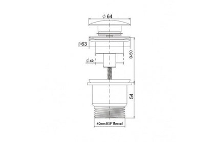 Universal 32/40mm Two Piece  Ceramic Pop-Up Waste