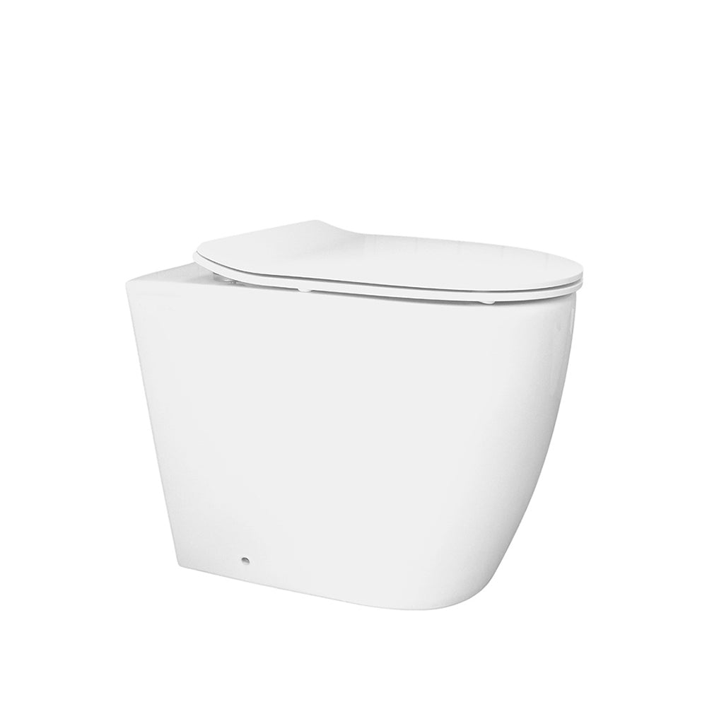 Package - Narva Rimless Floor Mounted Pan & Seat + Geberit In-wall Cistern + Flush Plate