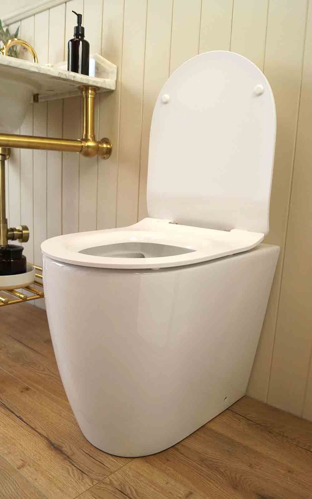 Package - Narva Rimless Floor Mounted Pan & Seat + Geberit In-wall Cistern + Flush Plate