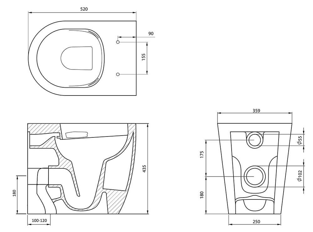 Narva Rimless Floor Mounted Pan with Soft Close Quick Release Seat