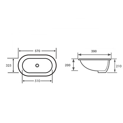 Narva 57x 39 Undercounter Pill Basin - Matte White