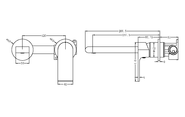 Nero Bianca Wall Mixer 200mm Spout Separate Backplates
