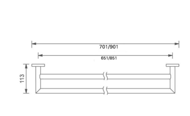 Nero Dolce Double Towel Rail 700mm