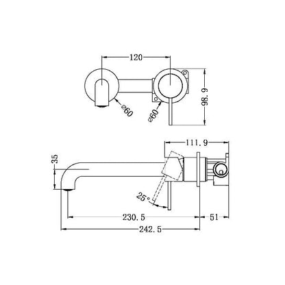 Nero Mecca Wall Mixer Set Basin/Bath Separate Backplates 230mm