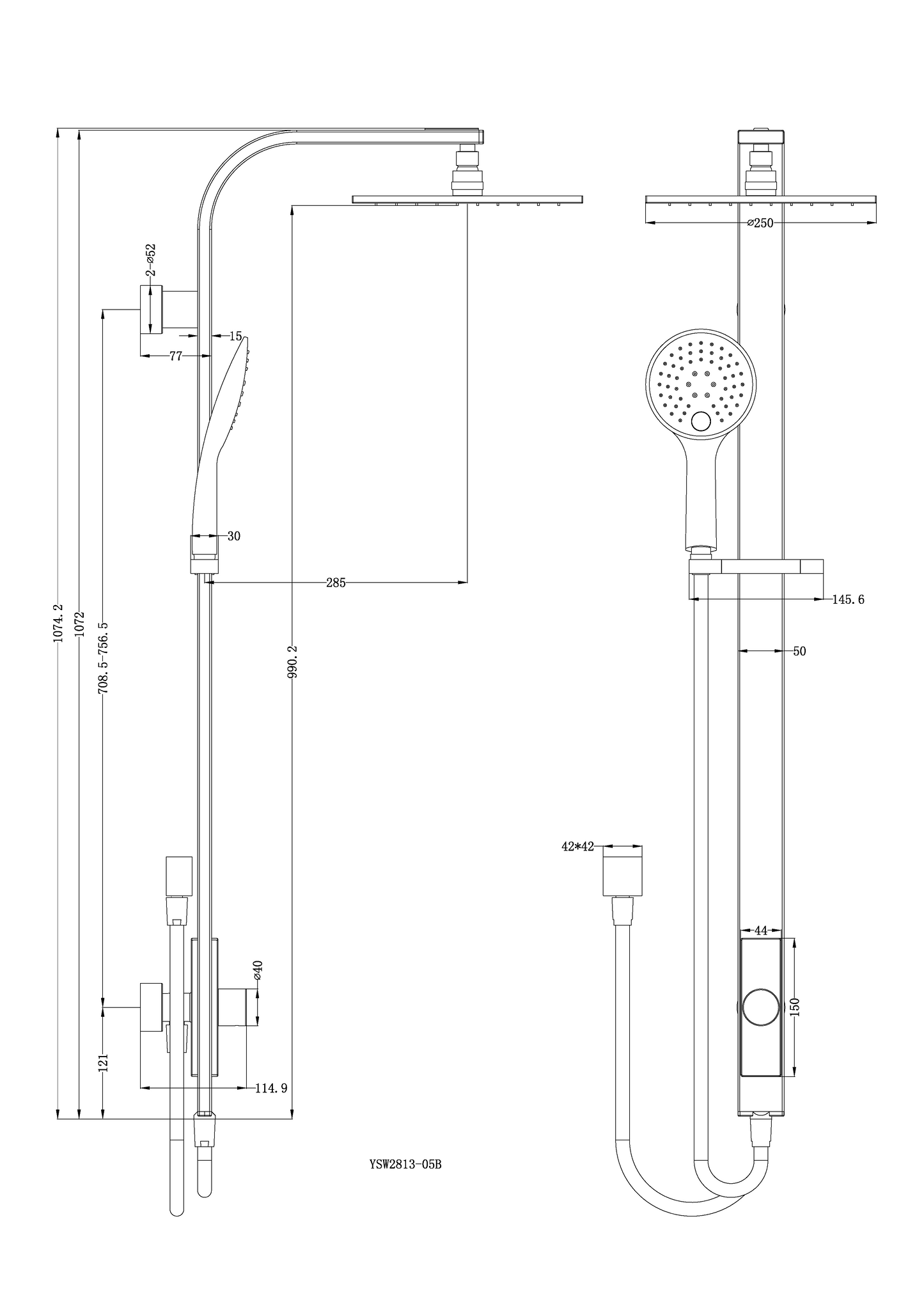 Rain Round Shower Set with Double Hose