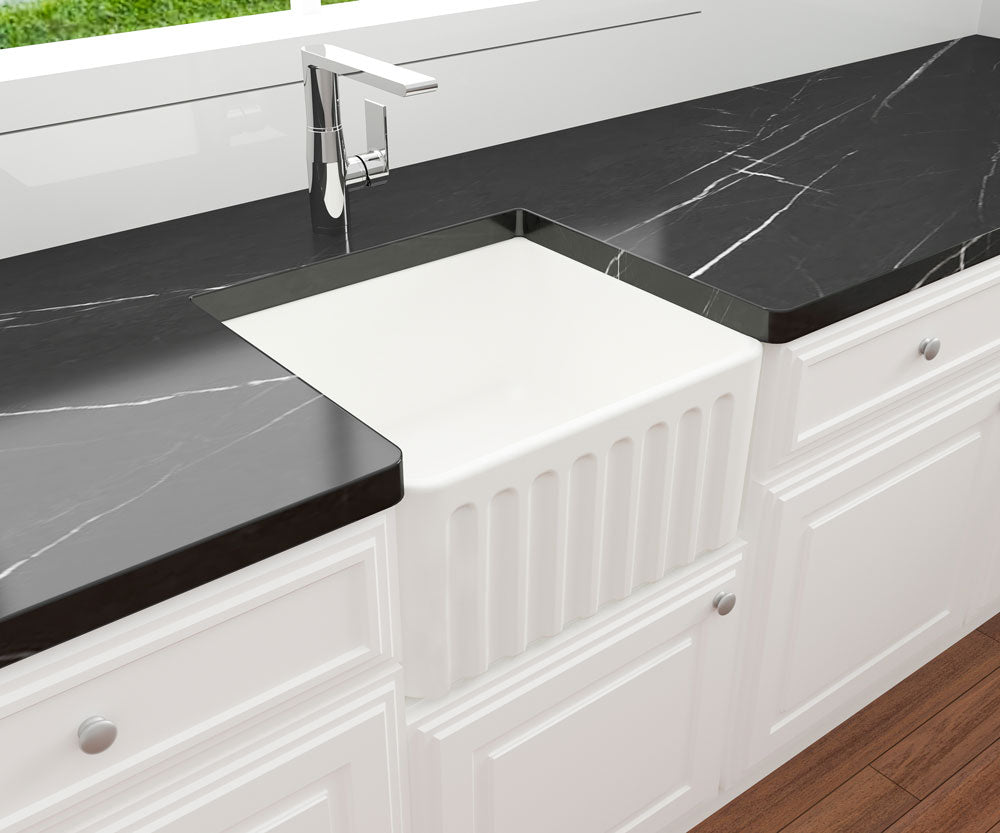 Novi 50 x 46 Fine Fireclay Matte White Farmhouse Butler Sink