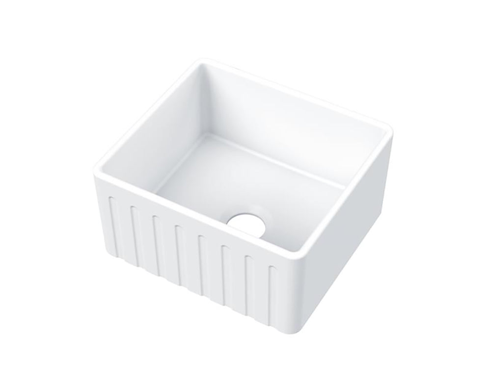Novi 51 x 46 Fine Fireclay Gloss White Farmhouse Butler Sink