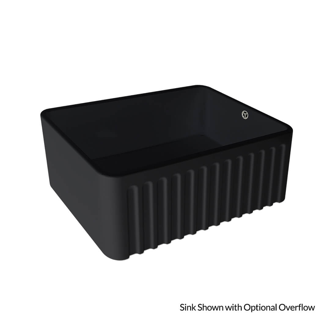 Novi 60 x 46 Fine Fireclay Matte Black Farmhouse Butler Sink
