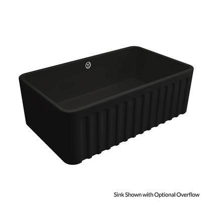 Novi 75 x 46 Fine Fireclay Matte Black Farmhouse Butler Sink