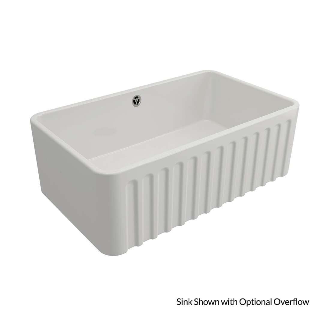 Novi 75 x 46 Fine Fireclay Gloss White Farmhouse Butler Sink