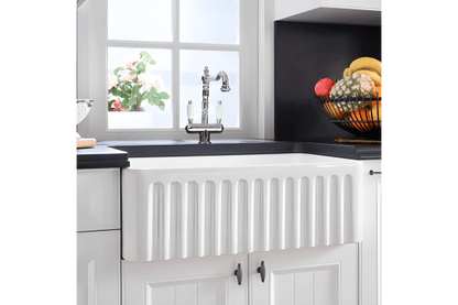 Novi 75 x 46 Fine Fireclay Gloss White Farmhouse Butler Sink