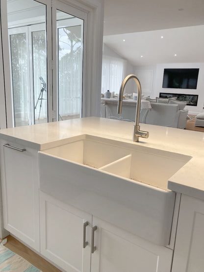 Novi 84 x 46 Fine Fireclay Gloss White Farmhouse Butler Sink