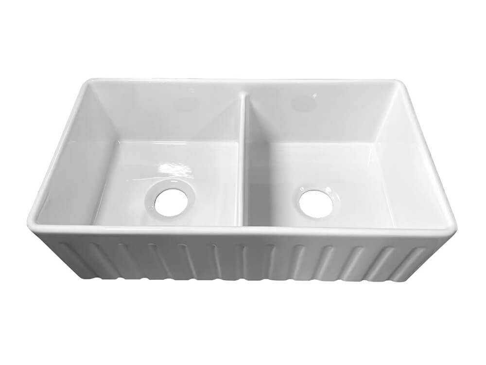 Novi 84 x 46 Fine Fireclay Gloss White Farmhouse Butler Sink
