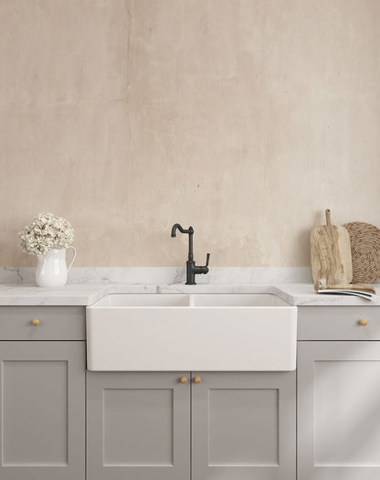 Novi 85 x 46 Fine Fireclay Matte White Farmhouse Butler Sink