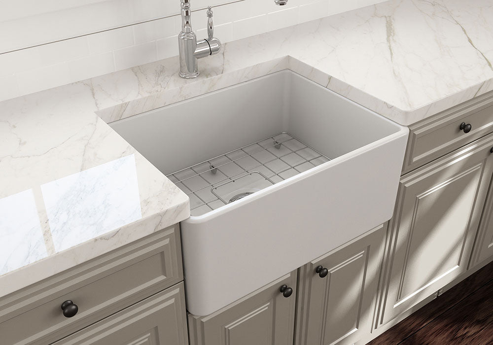 Novi 60 x 46 Fine Fireclay Matte White Farmhouse Butler Sink