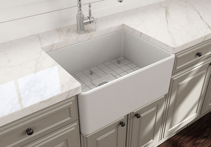 Novi 60 x 46 Fine Fireclay Matte White Farmhouse Butler Sink