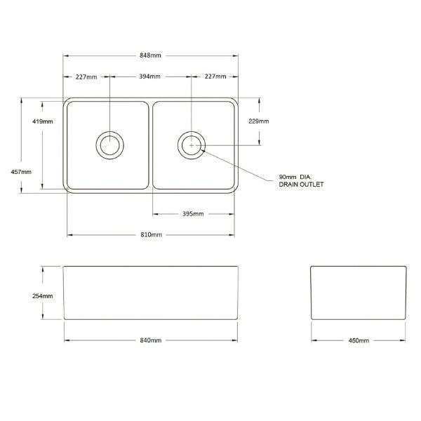 Turner Hastings Novi 85 x 46 Fine Fireclay Butler Sink