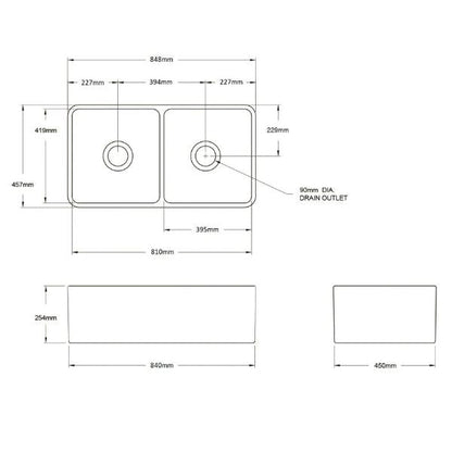 Turner Hastings Novi 85 x 46 Fine Fireclay Butler Sink