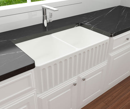 Novi 85 x 46 Fine Fireclay Matte White Farmhouse Butler Sink