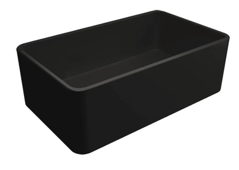 Novi 75 x 46 Fine Fireclay Matte Black Farmhouse Butler Sink