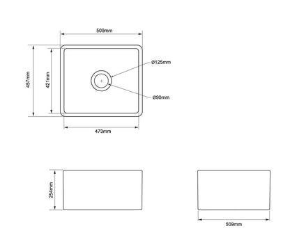Novi 51 x 46 Fine Fireclay Matte White Farmhouse Butler Sink