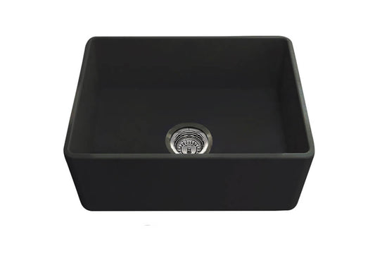 Novi 60 x 46 Fine Fireclay Matte Black Farmhouse Butler Sink
