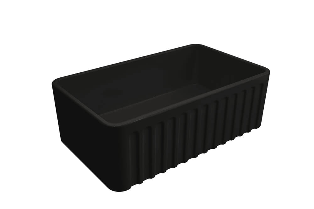 Novi 75 x 46 Fine Fireclay Matte Black Farmhouse Butler Sink