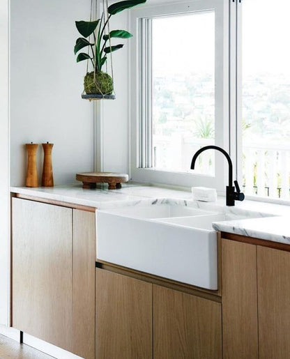 Novi 85 x 46 Fine Fireclay Gloss White Farmhouse Butler Sink