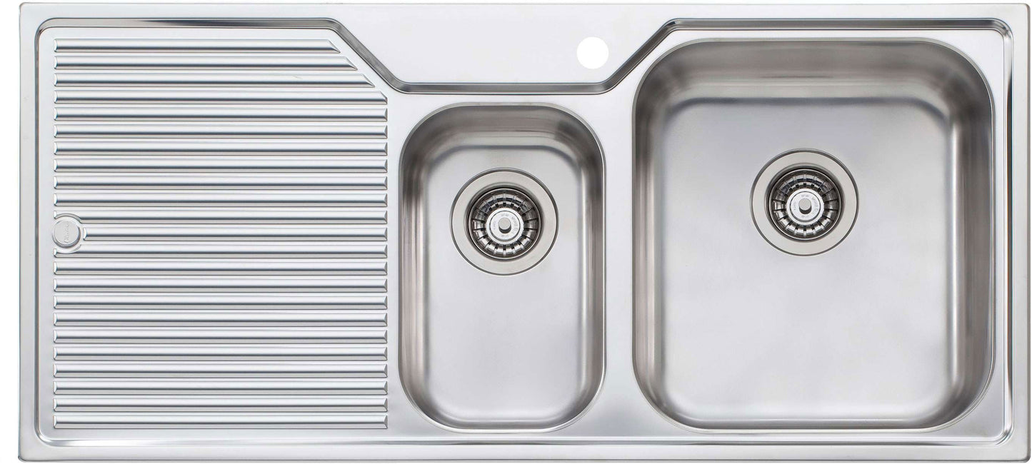 Oliveri Nu-petite 1 & 1/2 Double Right Hand Bowl Inset Sink With Drainer NP602