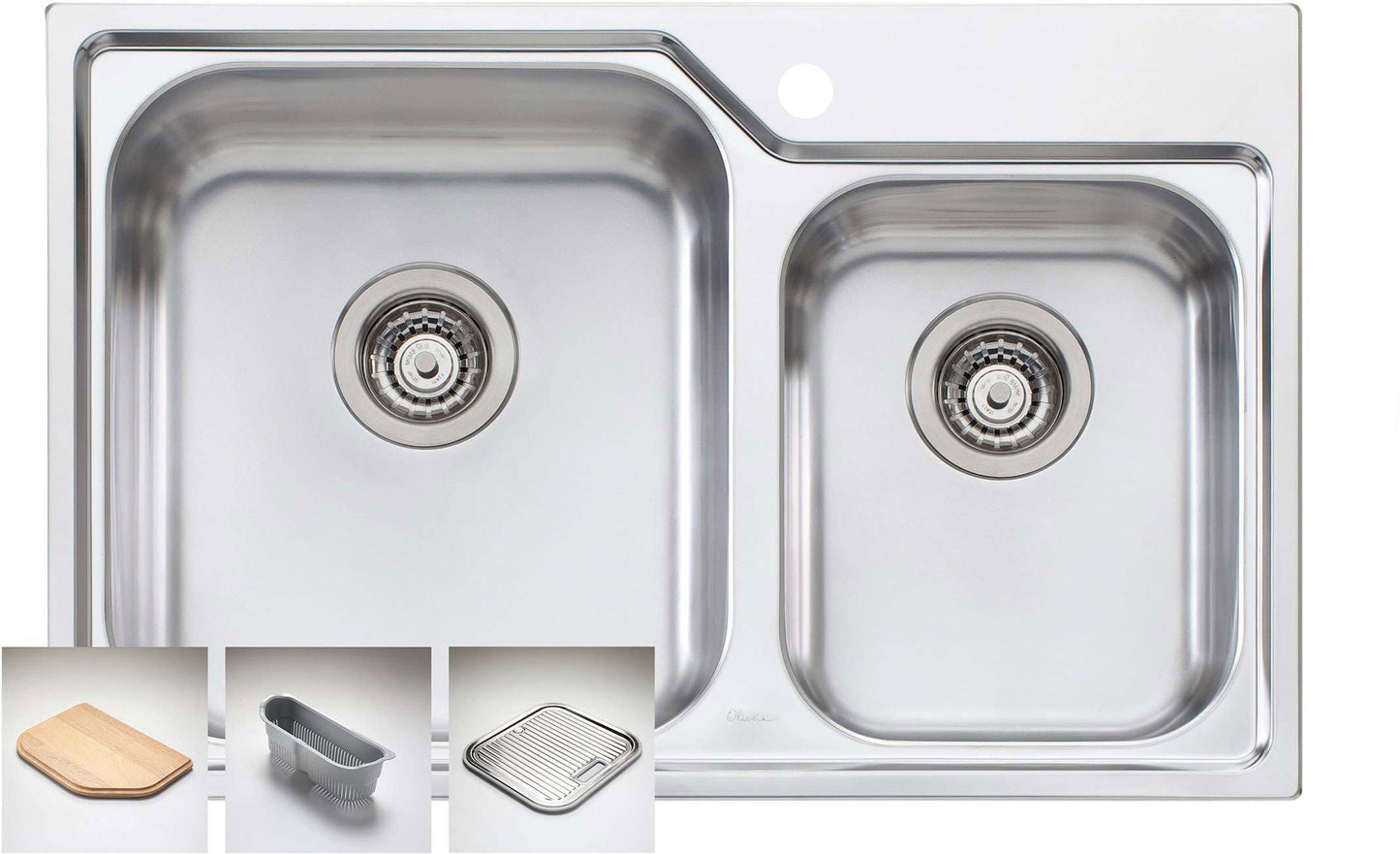 Oliveri Nu-petite 1 & 3/4 Double Left Hand Bowl Inset Sink NP615