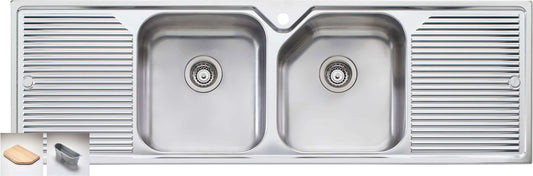 Oliveri Nu-Petite Double Bowl Inset Sink With Left & Right Drainers NP653