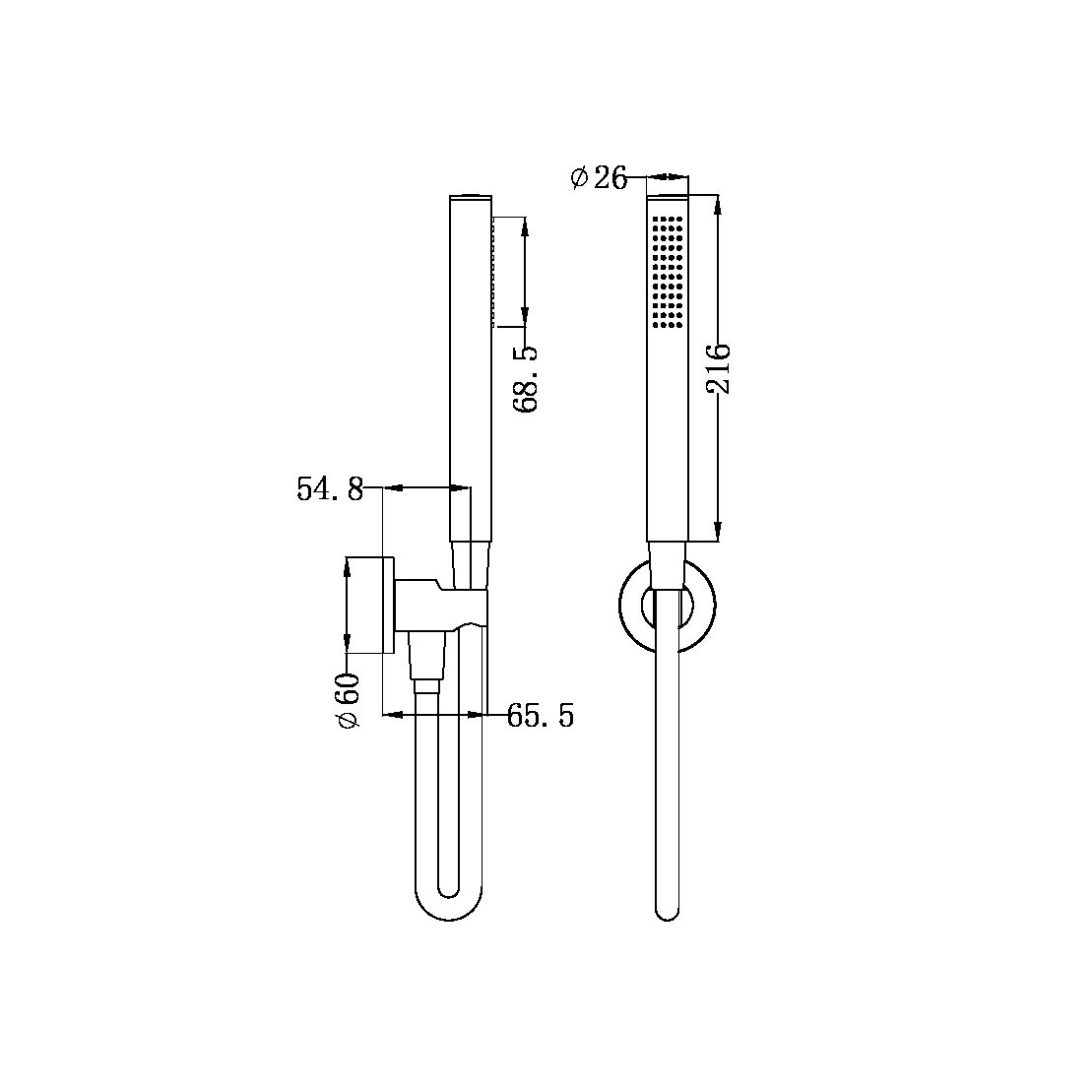 Nero Round Slim Hand Shower on Bracket