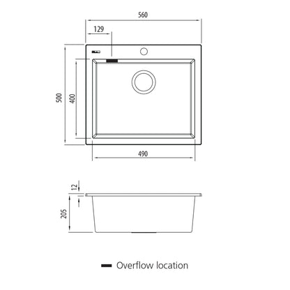 Oliveri Santorini Large Bowl Topmount Sink with Overflow