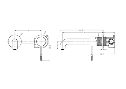 Nero Opal Wall Basin/Bath Mixer, Separate Back Plate