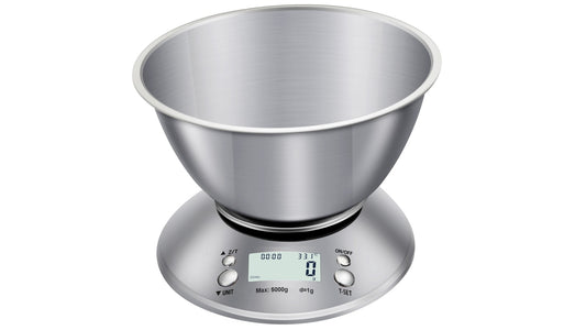 One Digital Kitchen Scale with Bowl - Stainless Steel