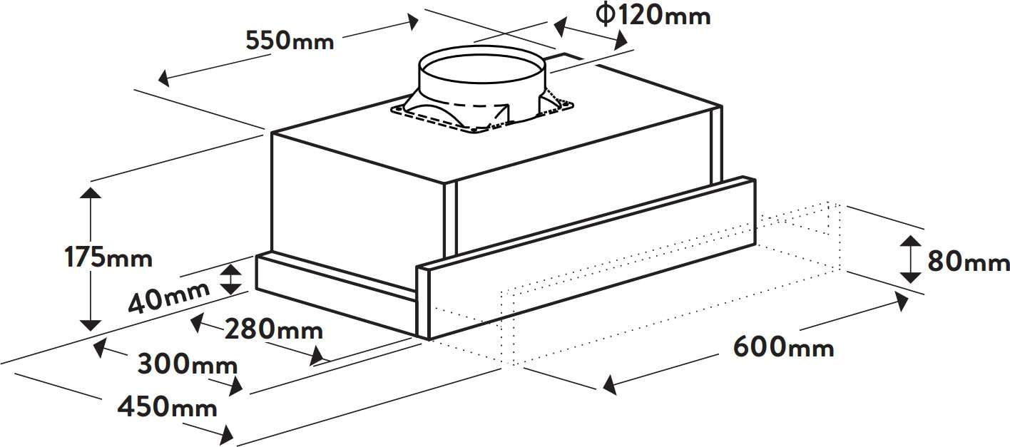 60cm Slide-out Rangehood | ORT6WBA — Omega Appliances