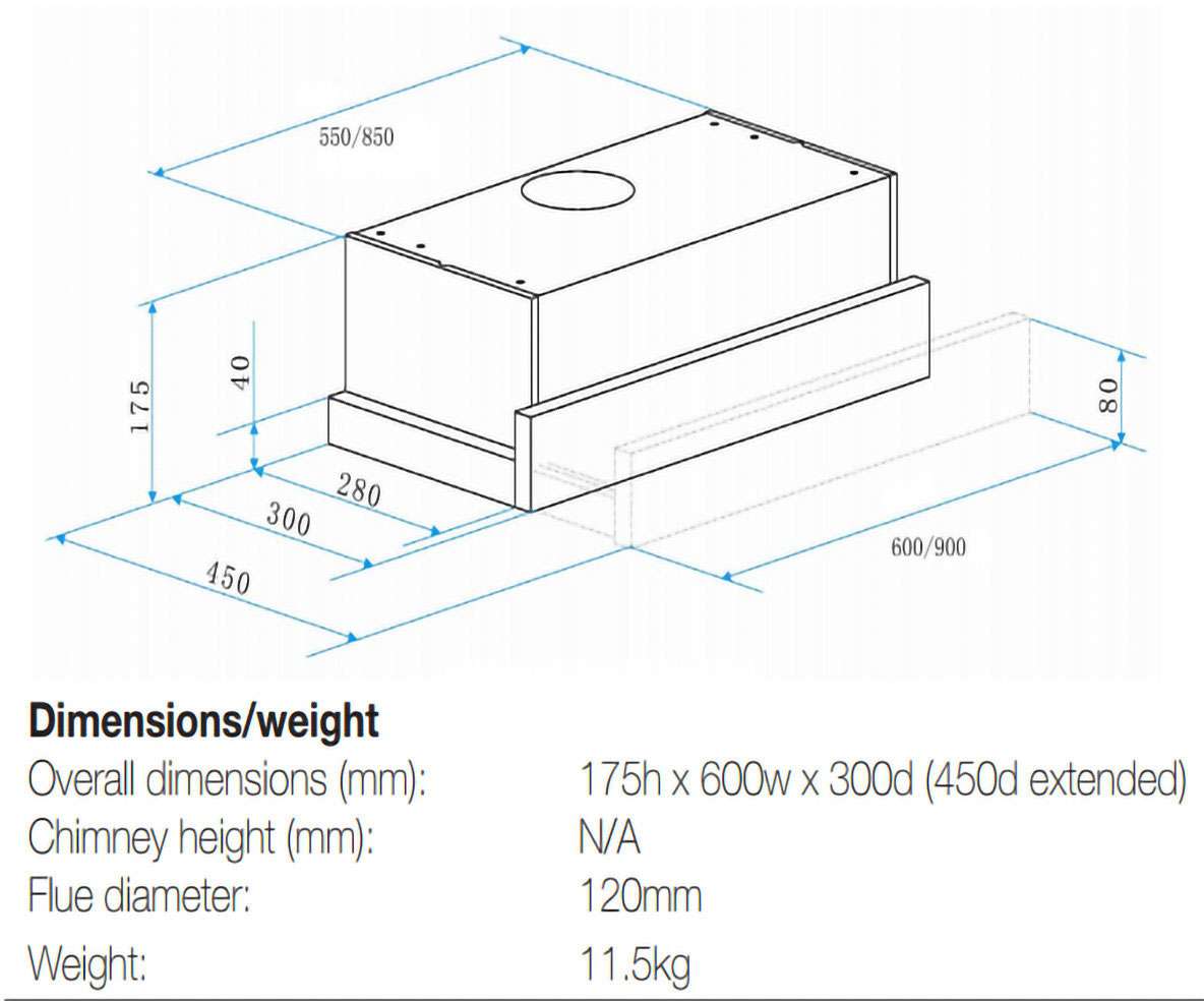 60cm Slide-out Rangehood | ORT6WXA — Omega Appliances