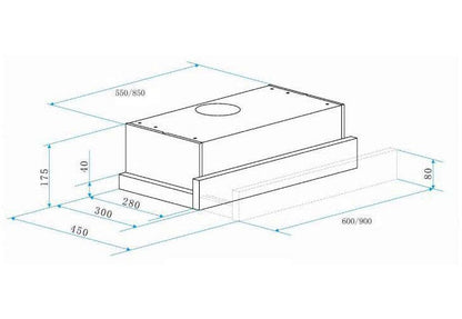 90cm Slide-out Rangehood | ORT9WXL — Omega Appliances