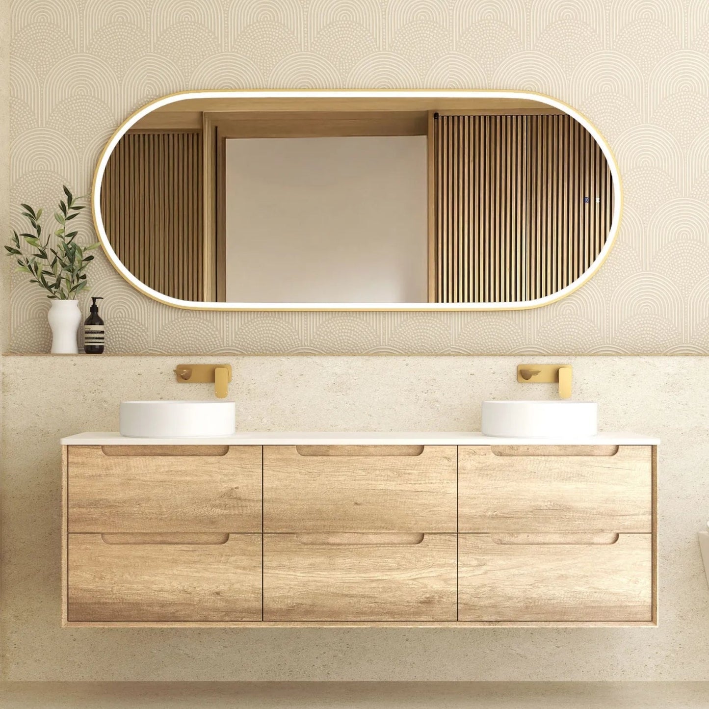 Otti Byron Wall Hung Vanity With Stone Top for Above Counter Basin