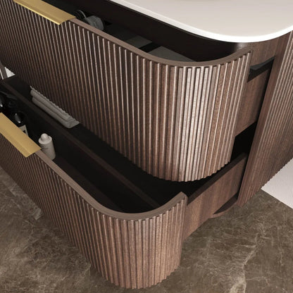 Otti Havana Fluted Curved Wall Hung Vanity with Chloe Silk Top
