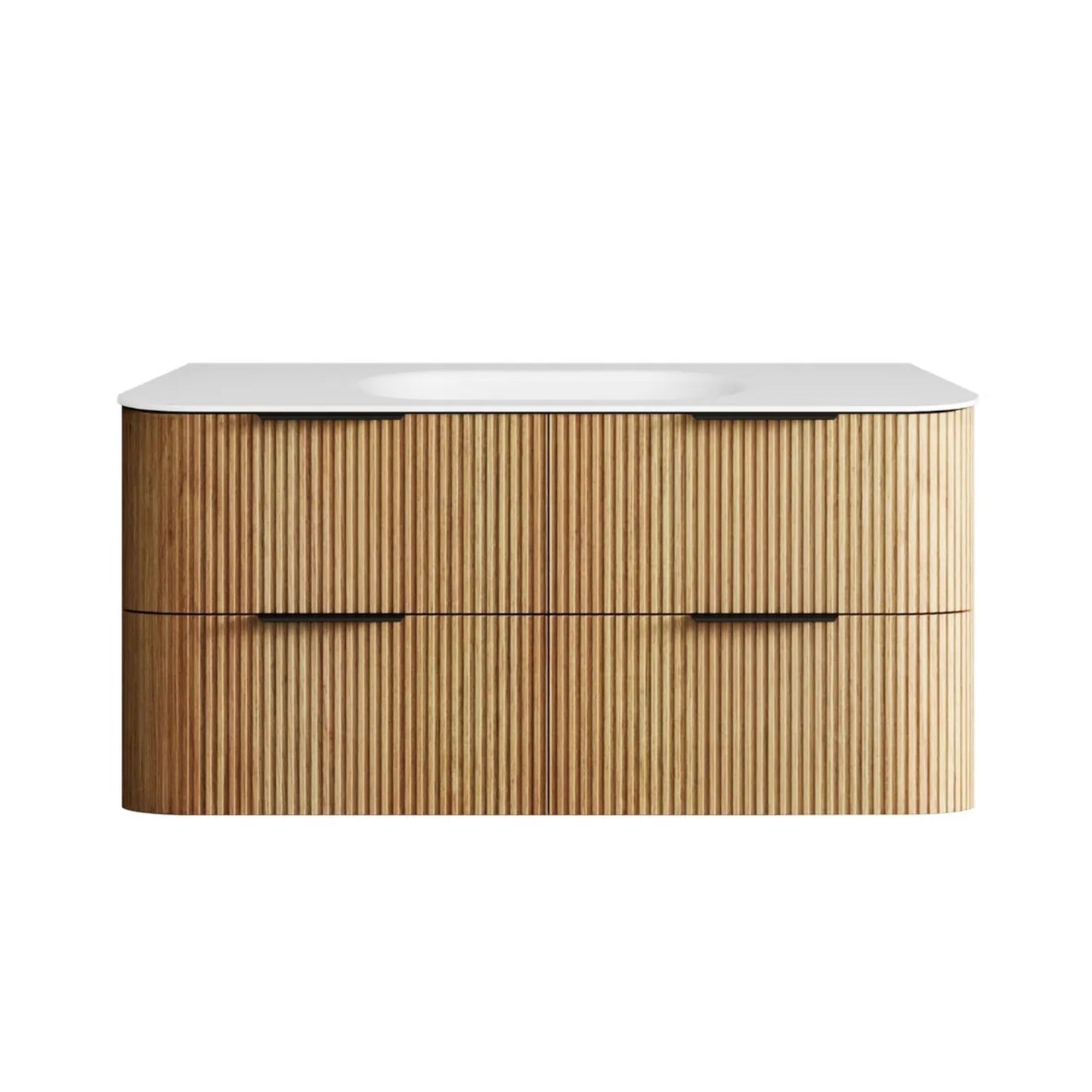 Otti Havana Fluted Curved Wall Hung Vanity with Chloe Silk Top