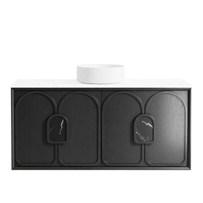 Otti Laguna Mk II Black Oak Wall Hung Vanity with Matte White Top