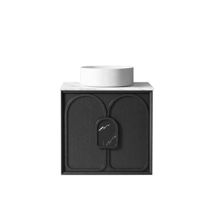 Otti Laguna Mk II Black Oak Wall Hung Vanity with Natural Carrara Marble Top