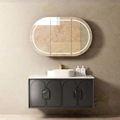 Otti Laguna Mk II Black Oak Wall Hung Vanity with Pure White Top