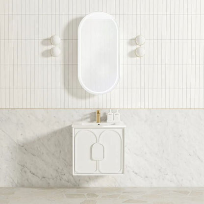 Otti Laguna Mk II Matte White Wall Hung Vanity with Ceramic Top