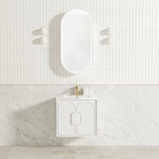 Otti Laguna Mk II Matte White Wall Hung Vanity with Ceramic Top