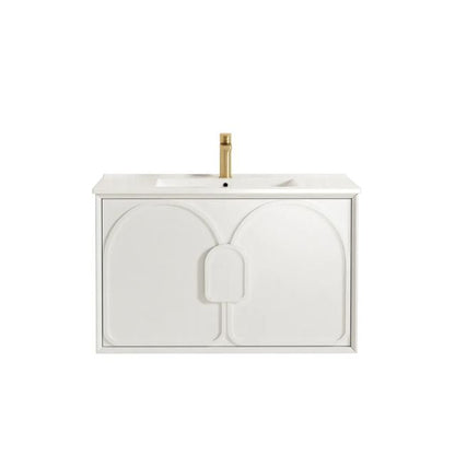 Otti Laguna Mk II Matte White Wall Hung Vanity with Ceramic Top