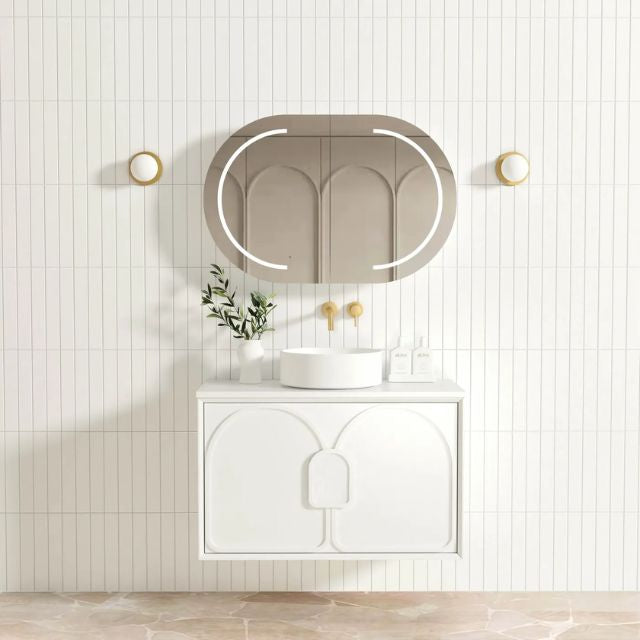 Otti Laguna Mk II Matte White Wall Hung Vanity with Pure White Top